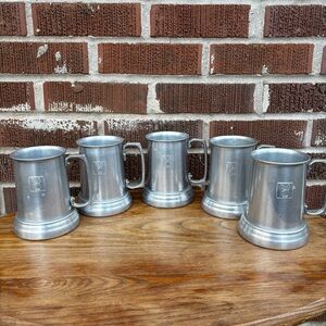 Vintage Playboy Club Bunny Logo Aluminum Beer Steins Tankard Glass Bottom 5 pc